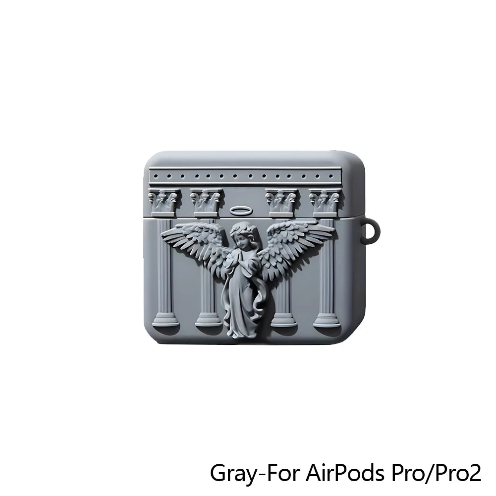 Bonito Forro de Silicona para Auriculares con Ángel Orante | Protección con Estilo
