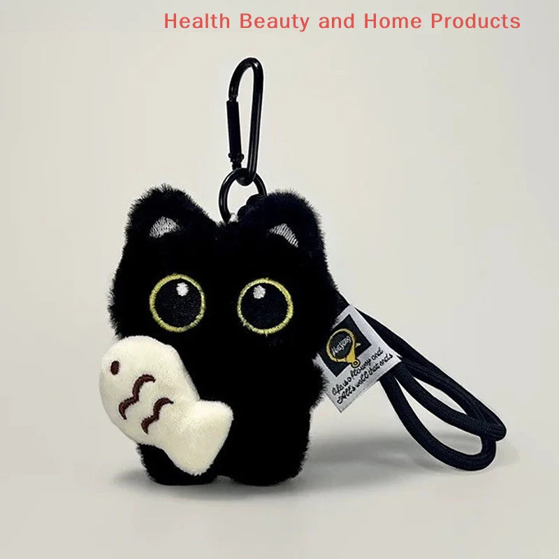 Adorable Plush Black Cat Doll Keychain | Cute Backpack Pendant