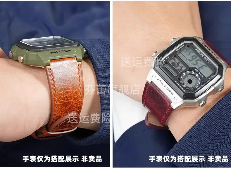 Retro Genuine Leather Watchband | Vintage Men's Bracelet 18MM