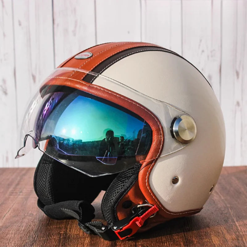 Unisex Open Face Motorcycle Helmet with Double Visors | Safe & Stylish
