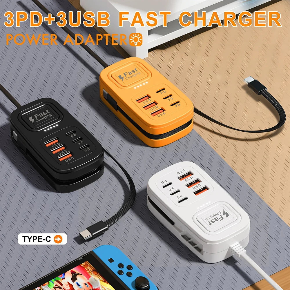 6 in 1 Fast USB Charger Power Strip | Desktop Charging Station