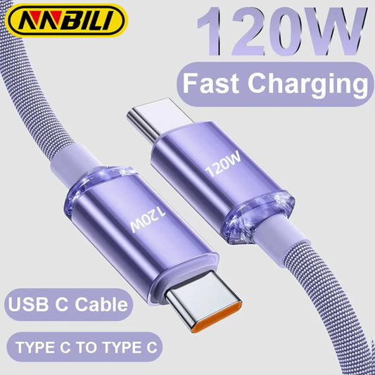 120W Fast Charging USB Cable for iPhone & Android Devices