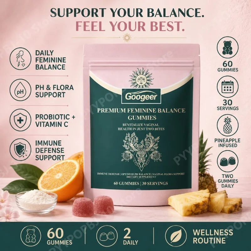 Feminine PH Balance Gummies with Vitamin C & Probiotics - 60 CT