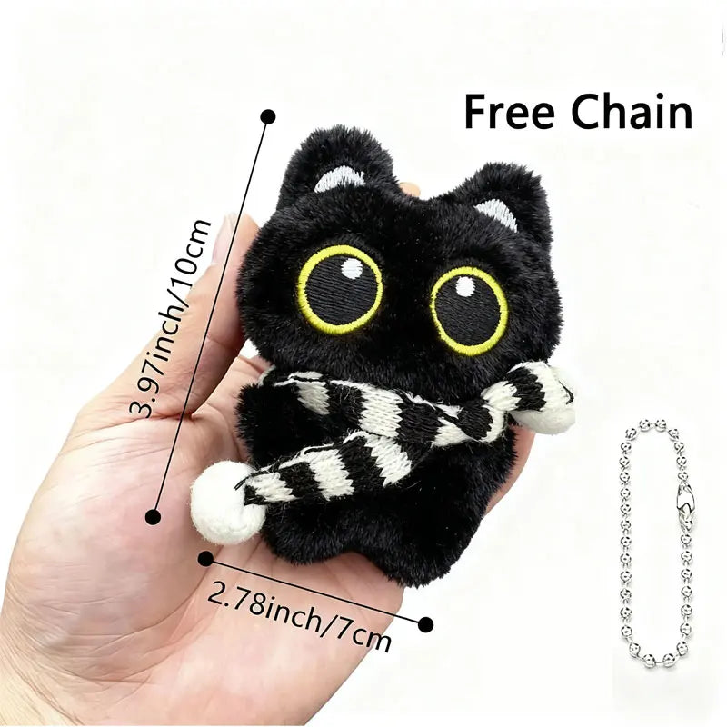 Cute Black Cat Plush Toy | Adorable Keychain & Backpack Decoration