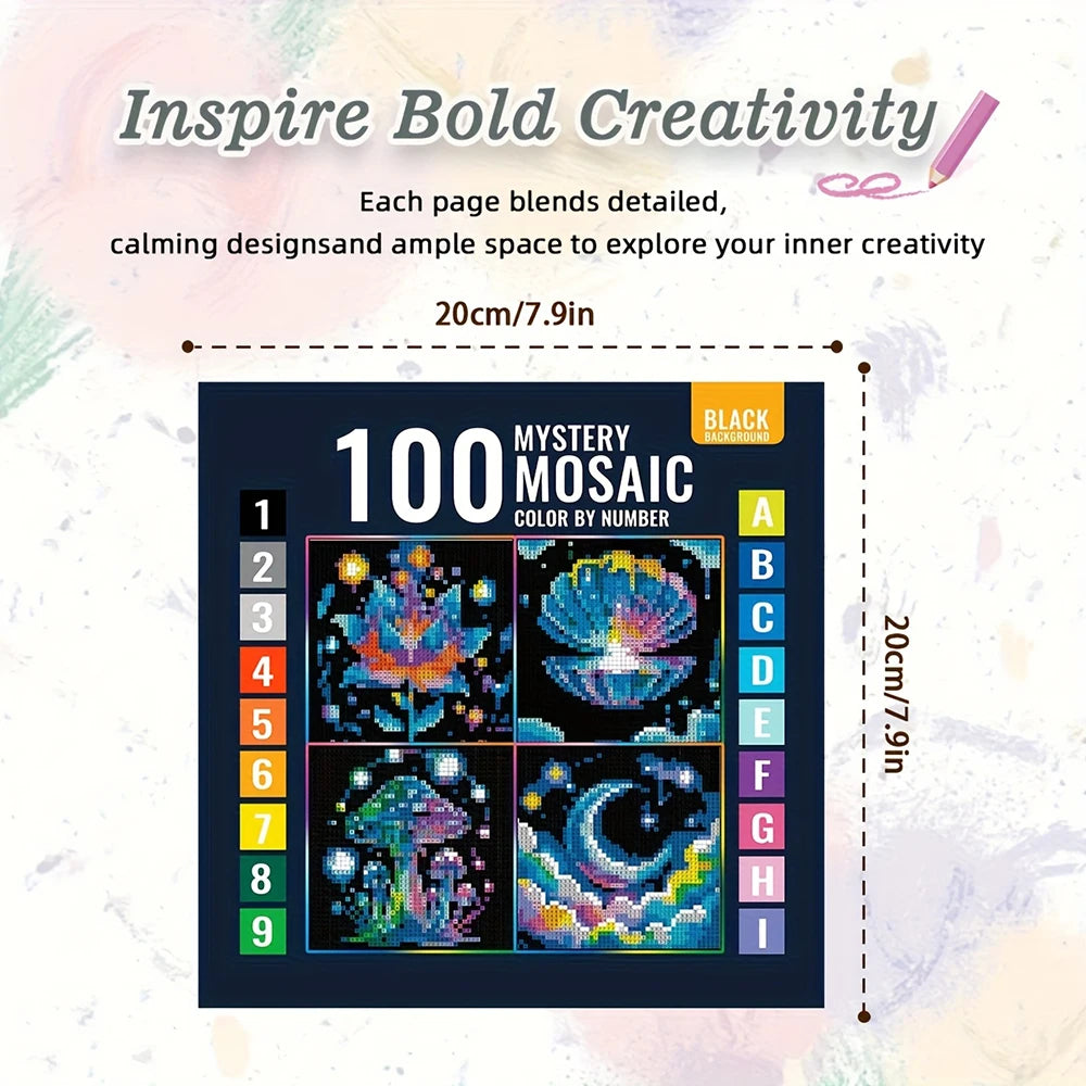Mosaic Digital Coloring Book | Floral, Cosmic & Fantasy Patterns