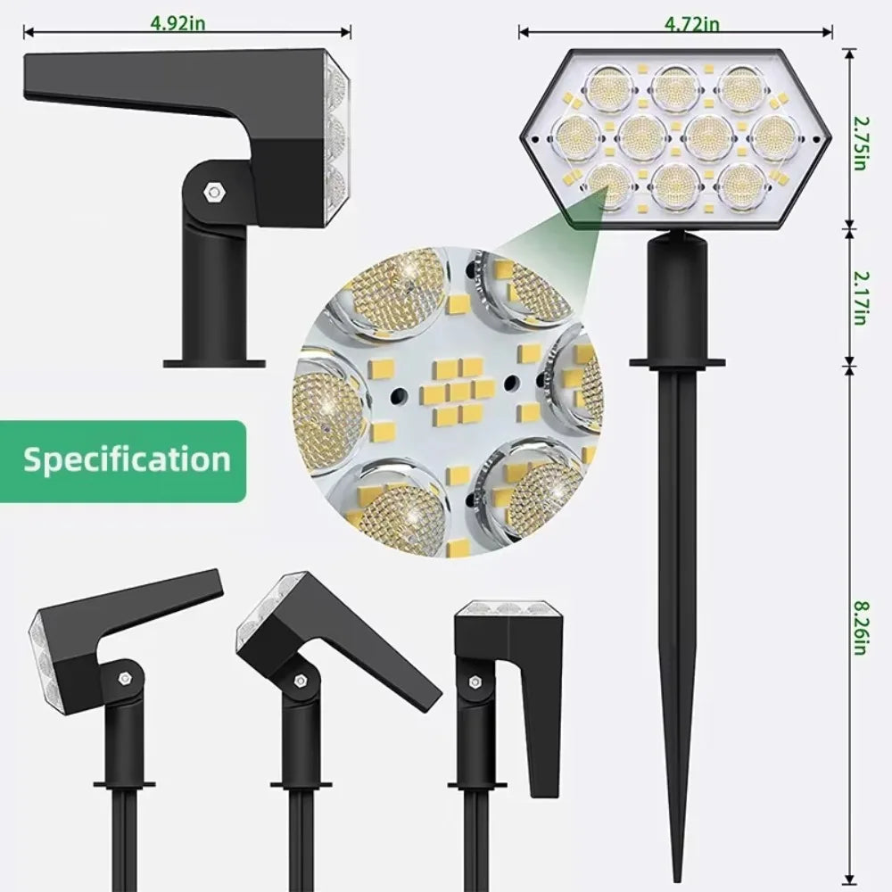 92 LED Solar Spot Lights | Waterproof Garden Pathway Lights