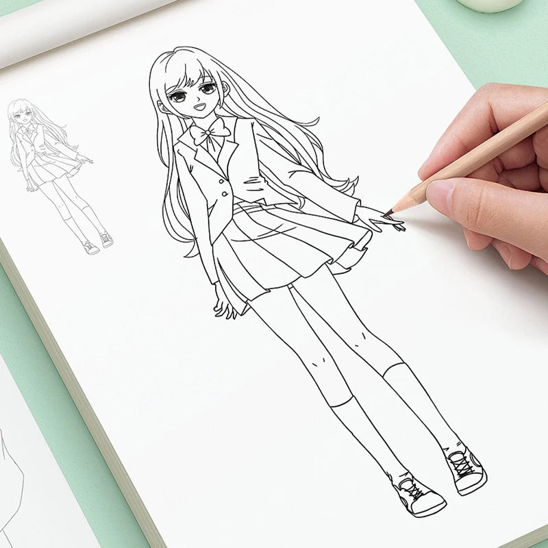 72-Page Stick Figure Sketchbook | Creative Coloring Notebook