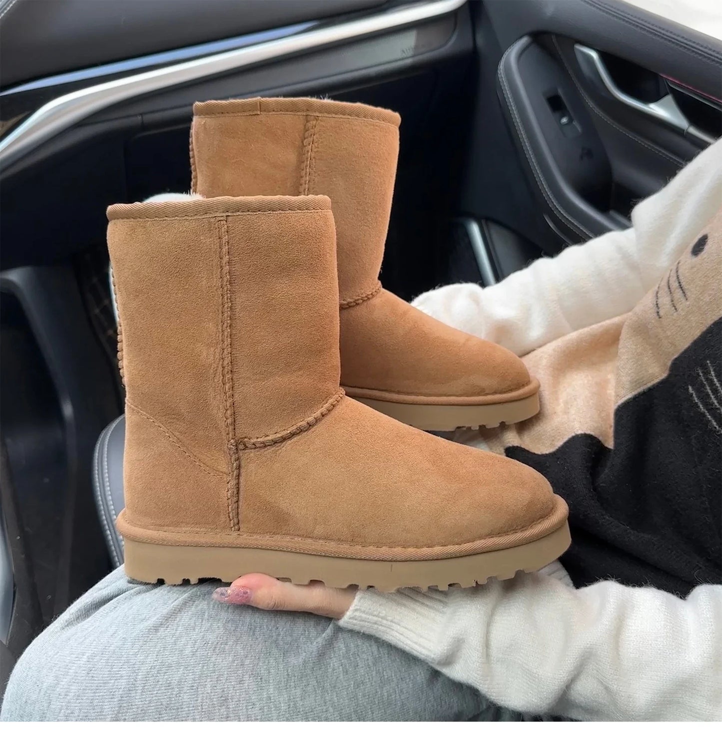 Women's Sheepskin Wool Snow Boots | Warm Winter Ankle Boots