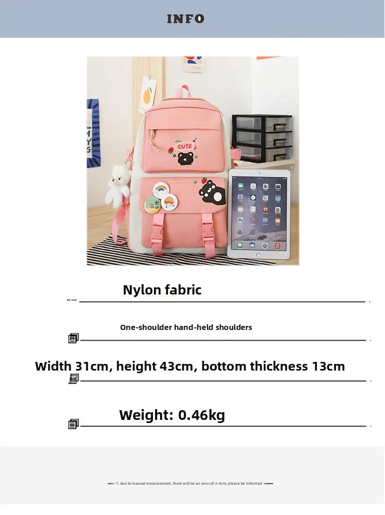 Large Capacity Kids Backpack | Versatile Nylon School Bag Set