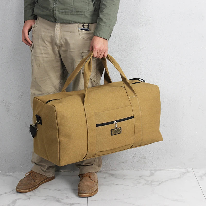 Unisex Soft Canvas Travel Duffle Bag | Large Capacity Tote