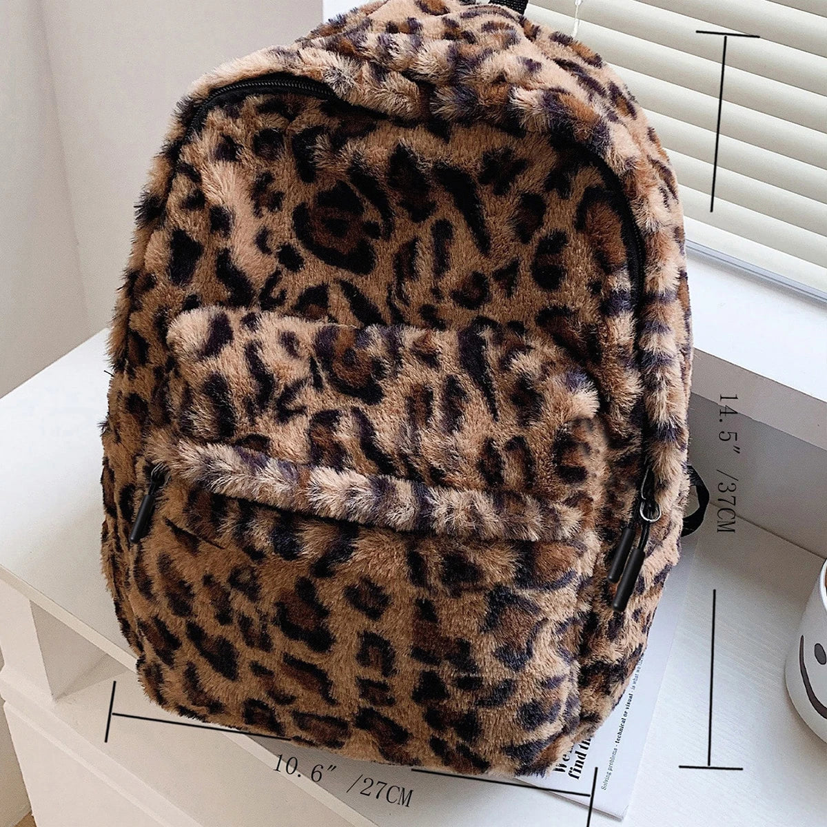 Luxury Leopard Print Women's Backpack | Plush & Stylish