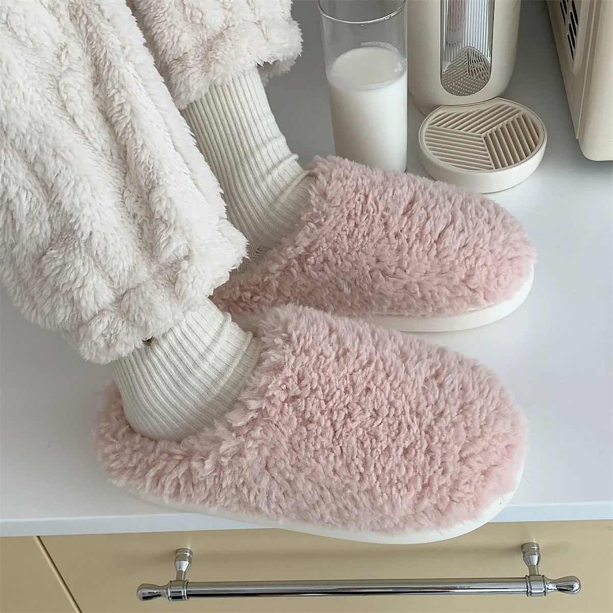 Cute Cartoon Plush Cotton Slippers for Women | Warm & Cozy