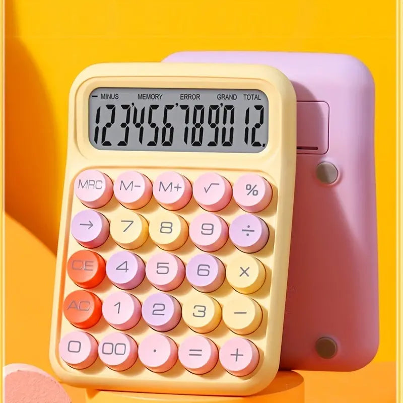 Cute Candy Color Mechanical Calculator | 12-Digit Office Tool