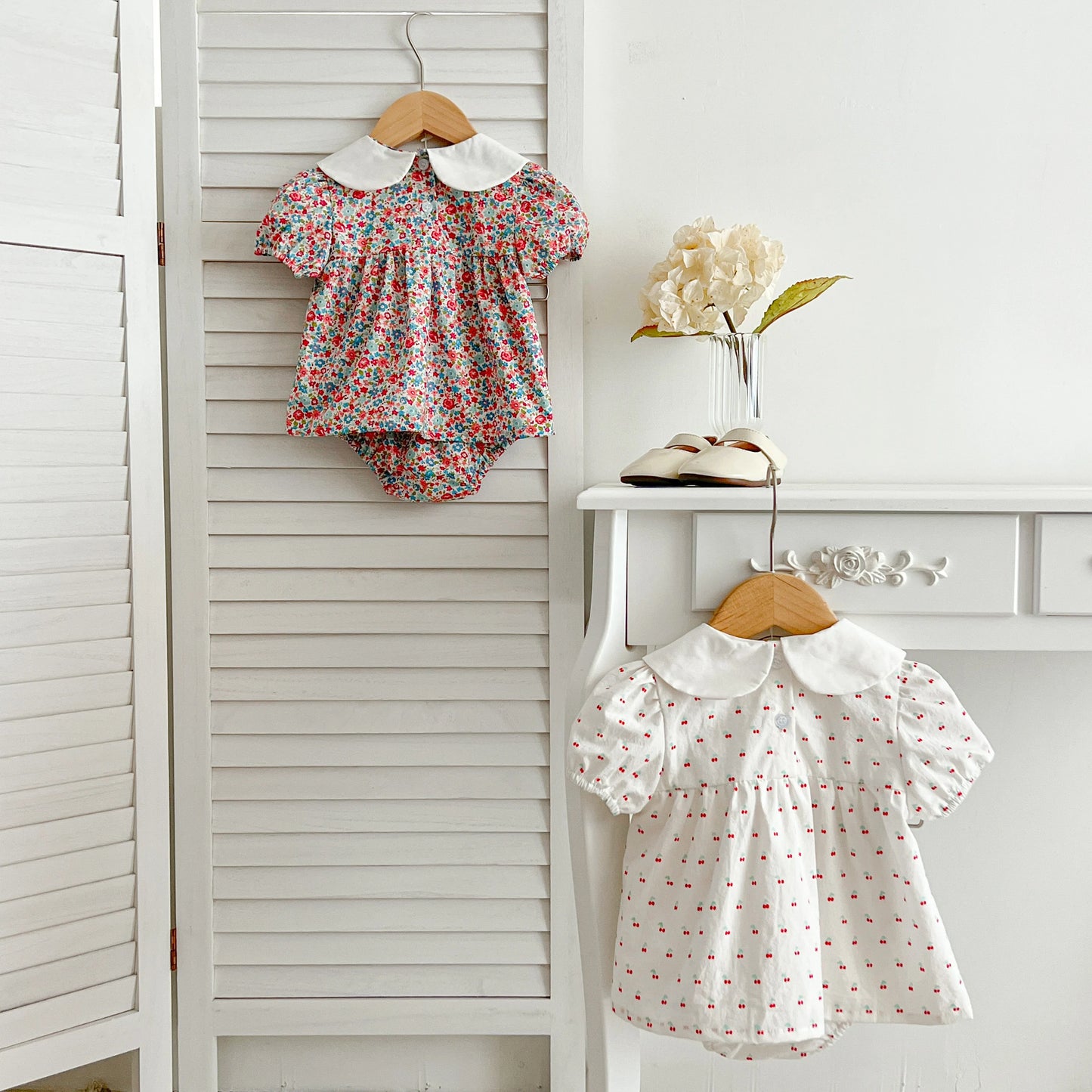 Summer Baby Girls Clothing Set | Floral Puff Sleeve Outfit
