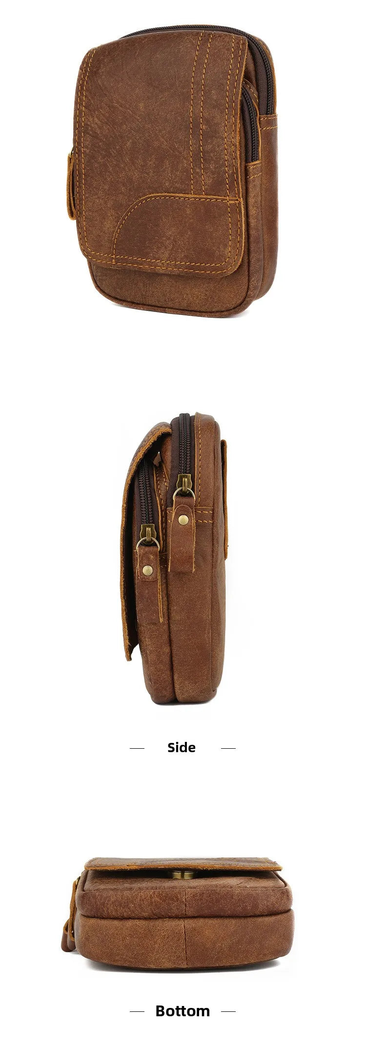 Men's Vintage Leather Waist Bag | Stylish Outdoor Sports Pack