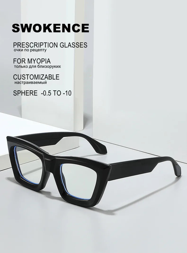 Custom Myopia Glasses | Stylish Butterfly Frame & Blue Light Blocking