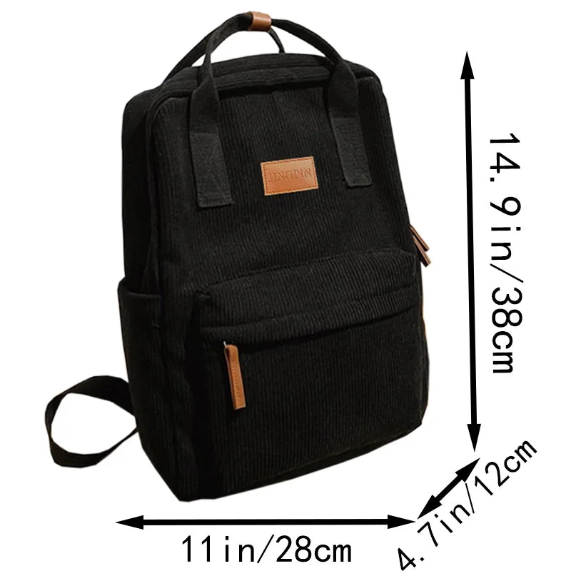 Trendy Multi-Color Corduroy Backpack | Casual Versatile School Bag