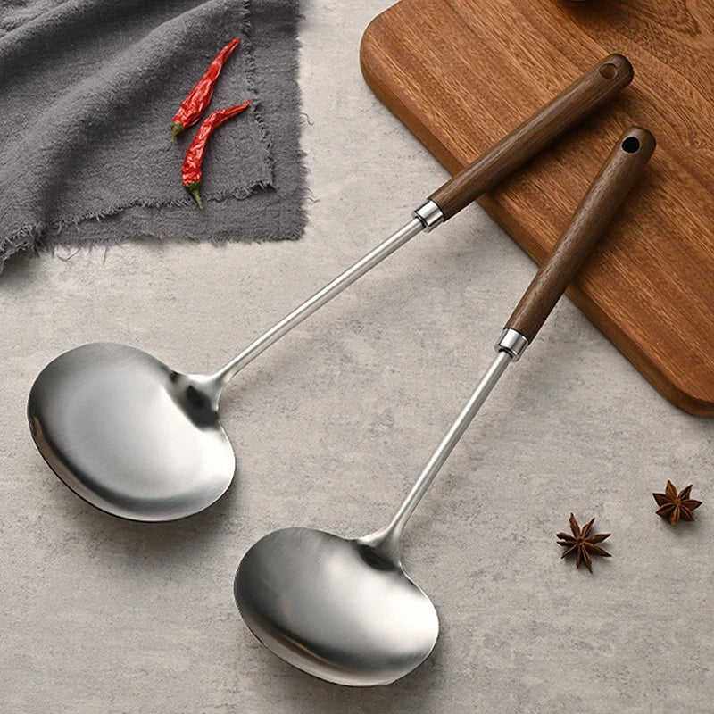 Stainless Steel Wok Spatula with Wooden Handle | Versatile Cooking Utensil