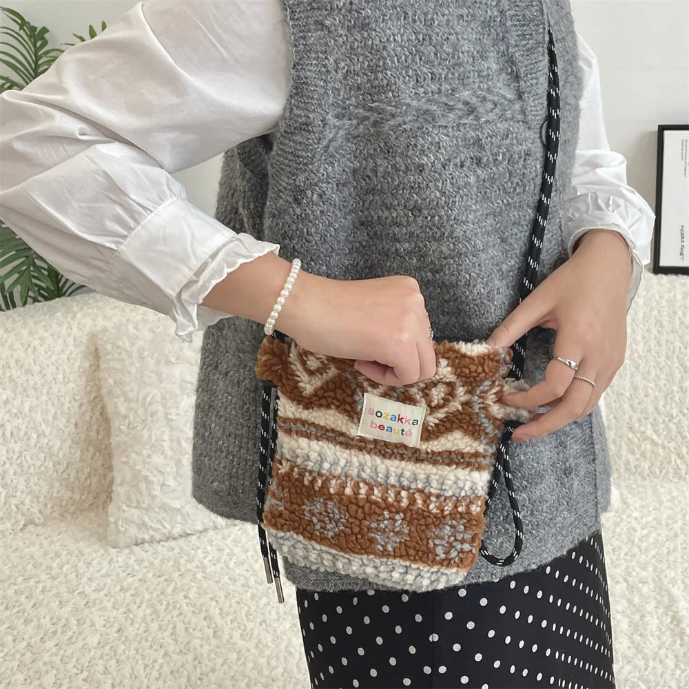 Cute Plush Dot Crossbody Bags for Women | Portable Shoulder Bag