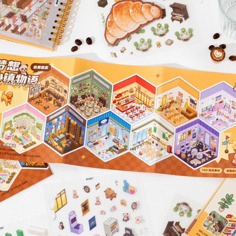 Cute Cartoon Scenography Sticker Set for DIY Projects