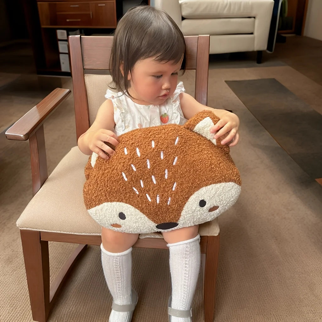 Adorable Animal Throw Pillow — Soft Round Plush Cushion with Plump Cotton Filling for Sofa, Bed, and Cozy Home Décor