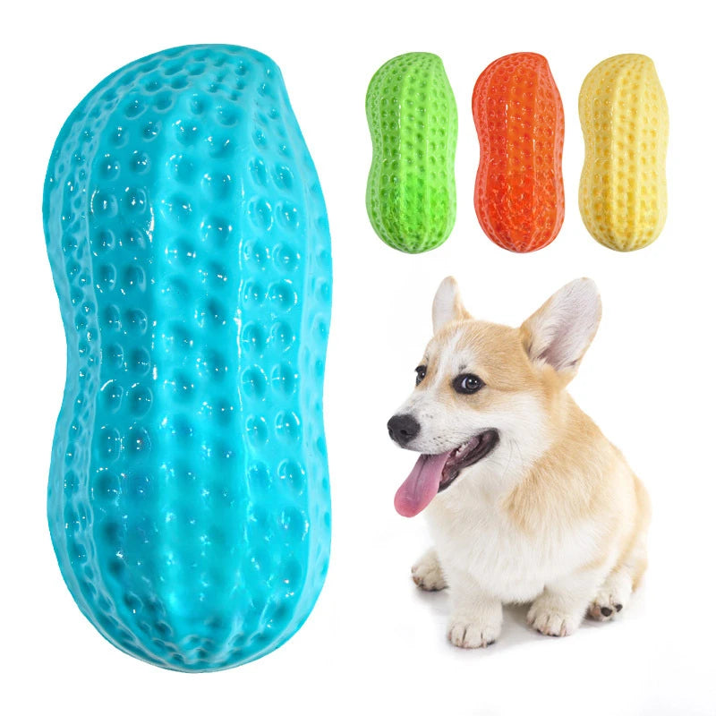 Interactive Dog Chewing Toy | Peanut Shaped Squeaker for Teeth Care