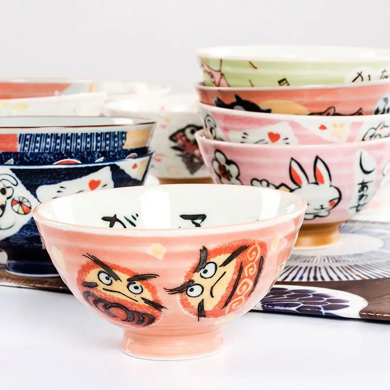 Cute Animal Ceramic Bowls | Adorable Lucky Cat Rice Bowl