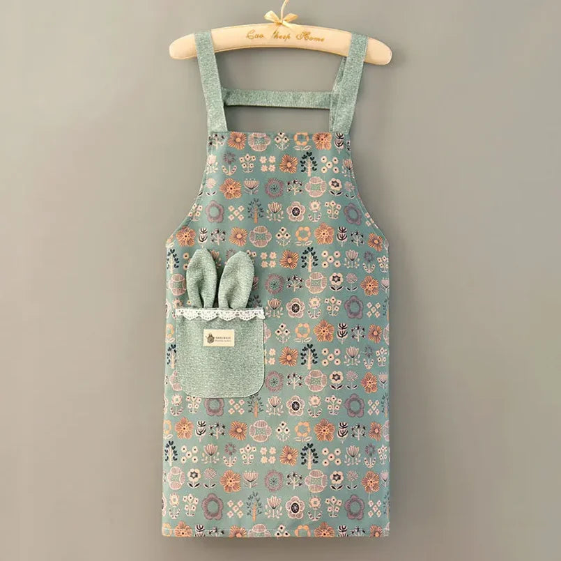 Flower Printed Kitchen Apron | Stylish Cooking Smock for Home