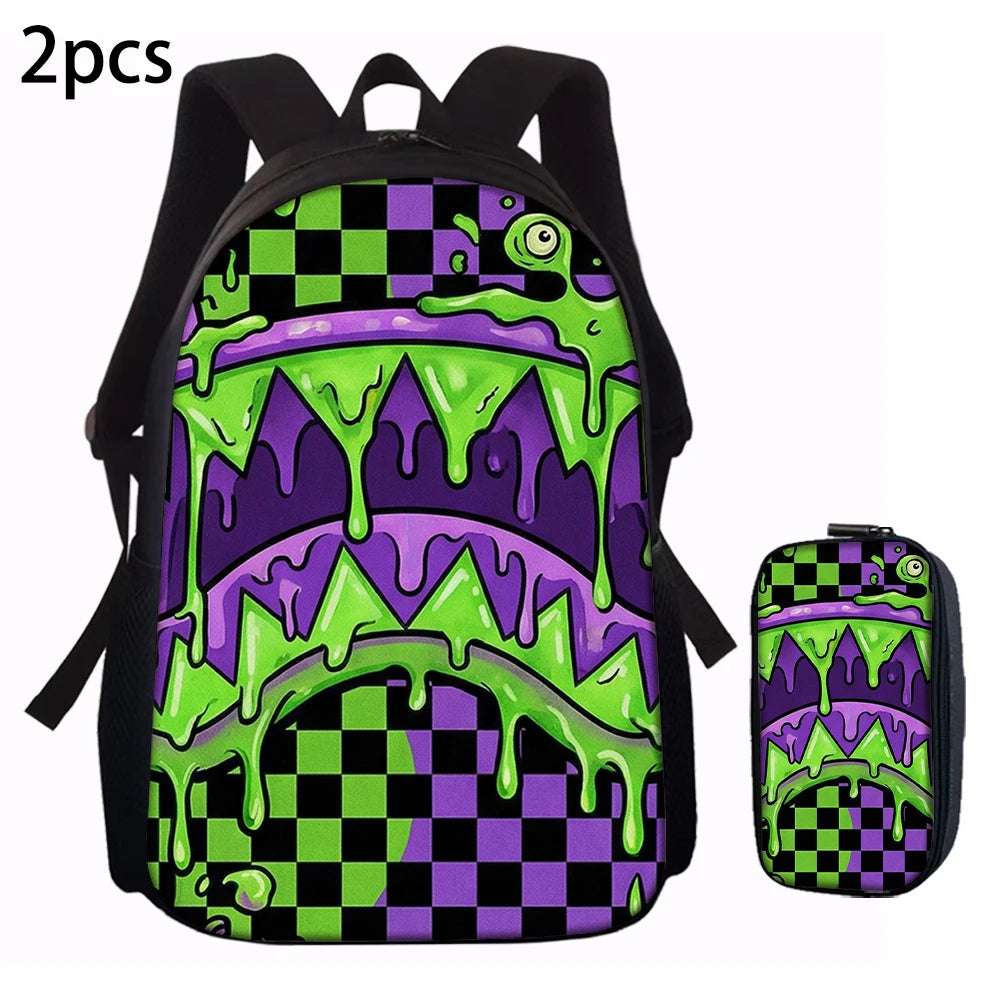 Trendy Shark Graphic Backpack Set | Ideal for School Adventures