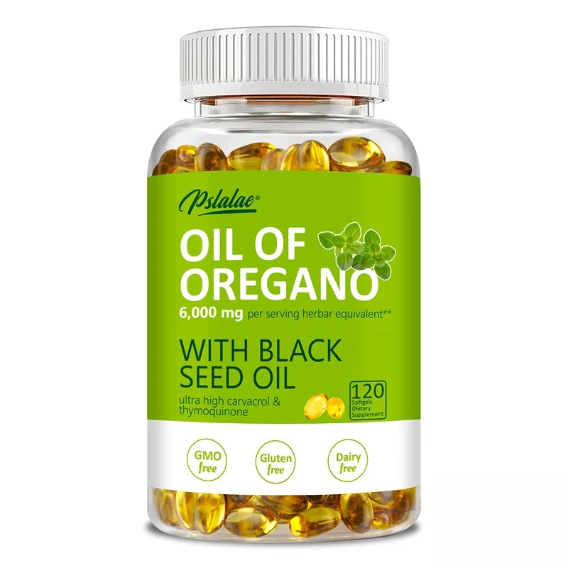 Oregano Oil Softgels with Black Seed Oil | Immune Booster & Digestive Aid