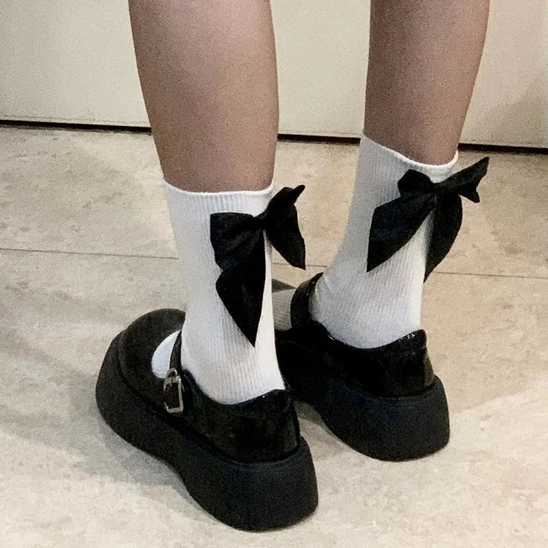 Kawaii Bowknot Middle Tube Socks | Cute Spring Style for Women