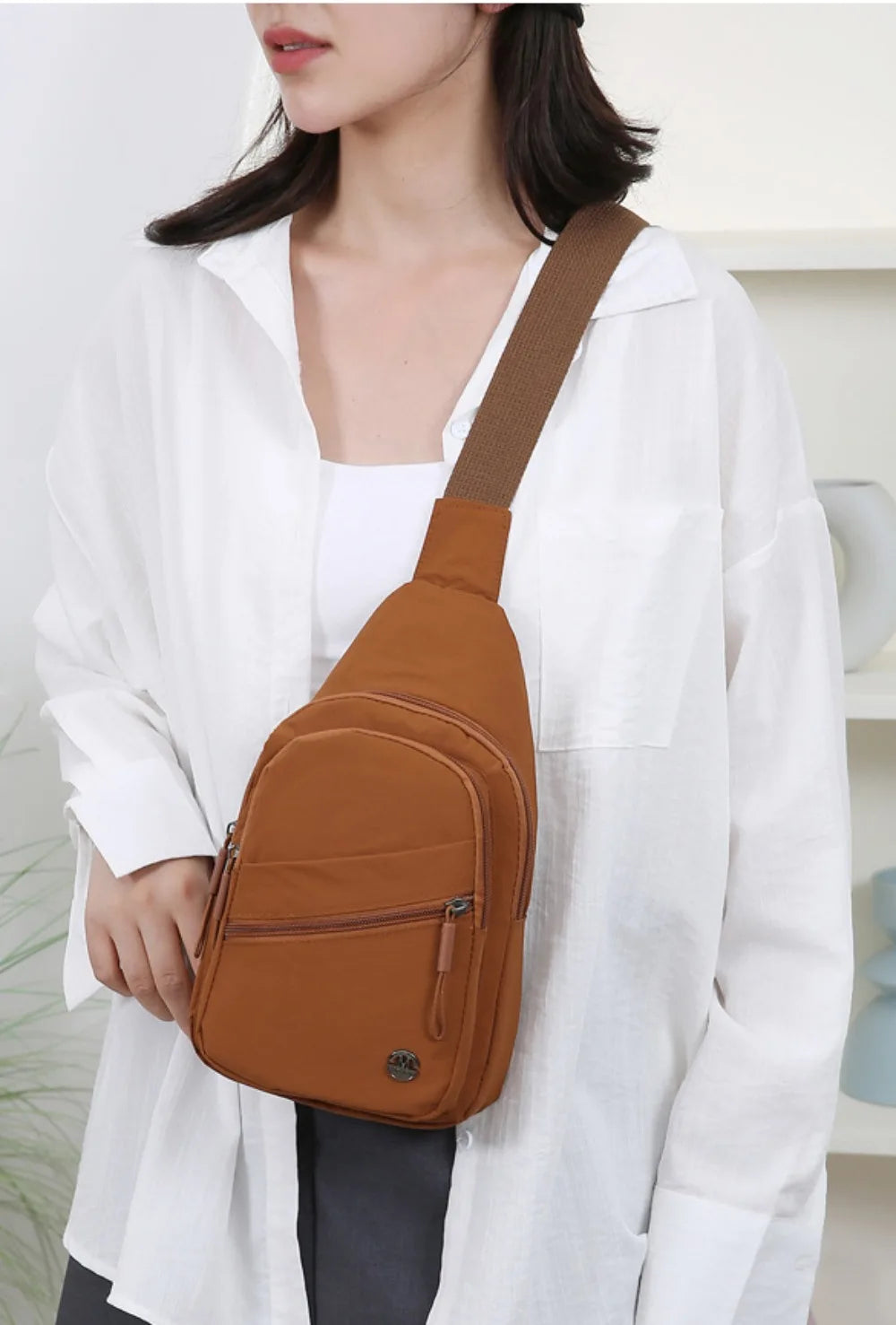 Spacious Waterproof Crossbody Bag | Lightweight Solid Color Messenger