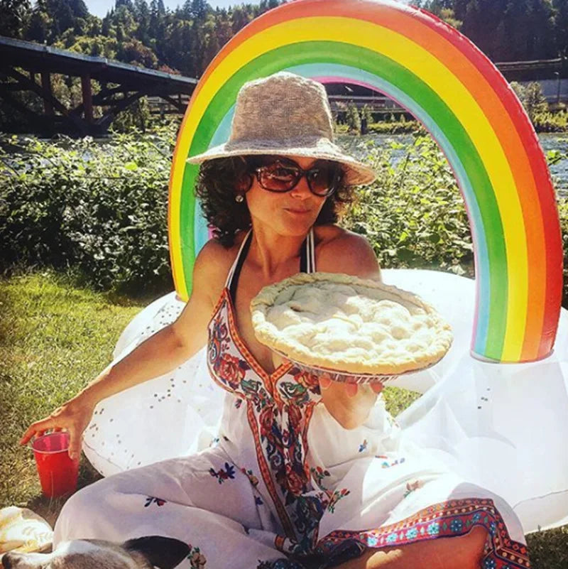 Rainbow Inflatable Swimming Ring | Fun Pool Float for All Ages