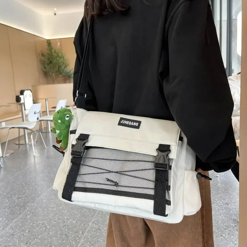 Bolso cruzado de nailon elegante para adolescentes | Bandolera multibolsillos