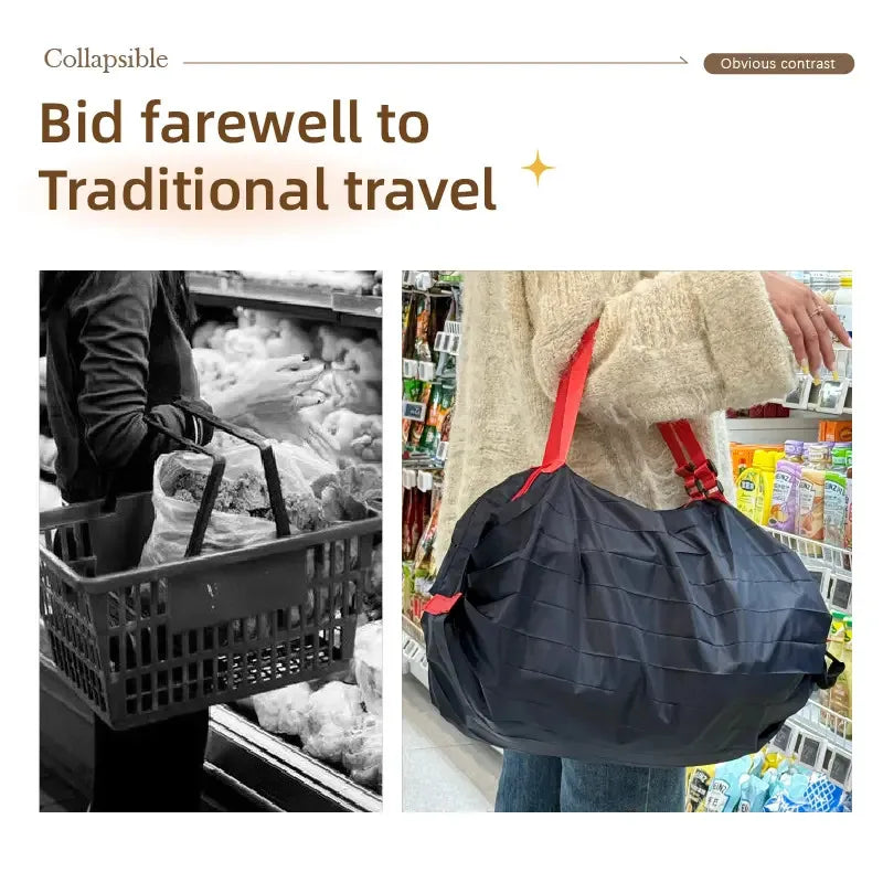Portable Foldable Tote Bag | Reusable Shopping Shoulder Bag