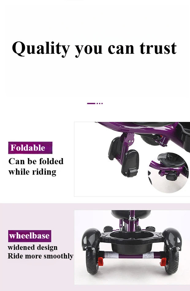 2 in 1 Toddler Tricycle | Adjustable Kids Trike with Storage