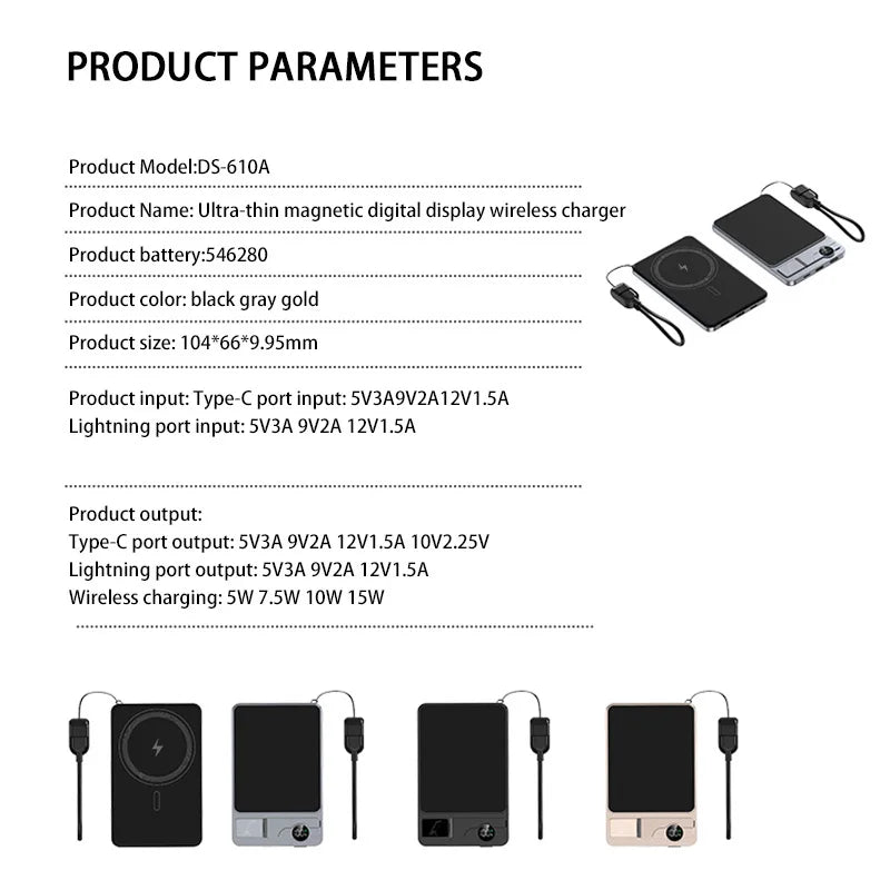 Ultra Slim Magnetic Wireless Power Bank | Fast Charging Portable Battery