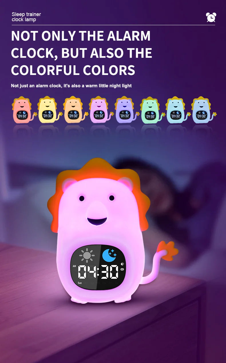 LED Night Light Alarm Clock for Kids | Musical Cat Design