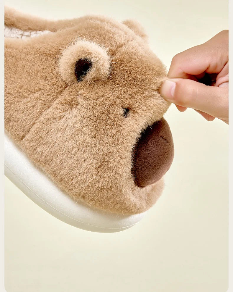 Fluffy Thermal Capybara Slippers | Cozy Non-Slip Indoor Footwear