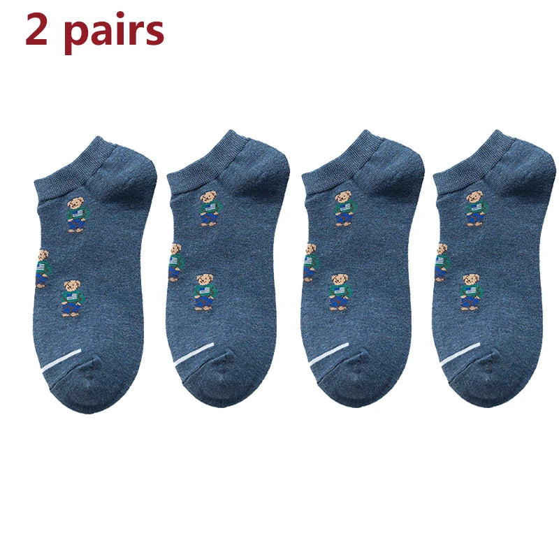 Men's Cartoon Bear Ankle Socks | Fun & Stylish Footwear