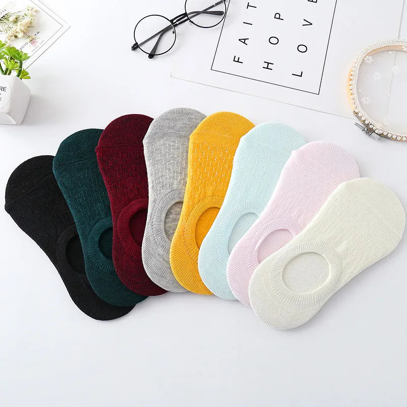Women's Invisible Boat Socks Set | Breathable Non-Slip Comfort