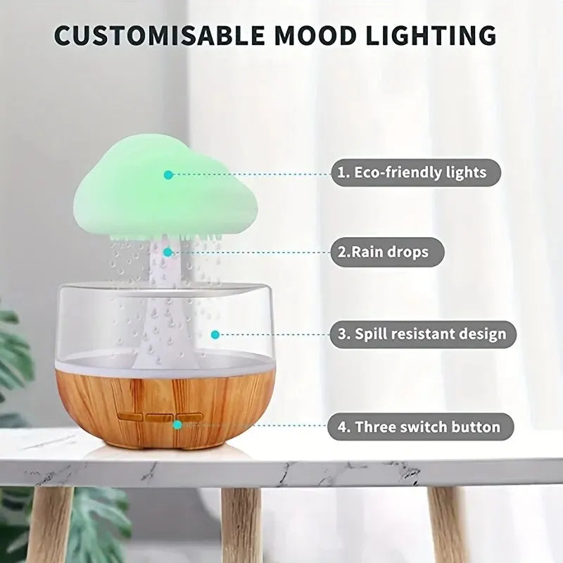 Ultrasonic Colorful Aromatherapy Humidifier | Cloud Rain Diffuser
