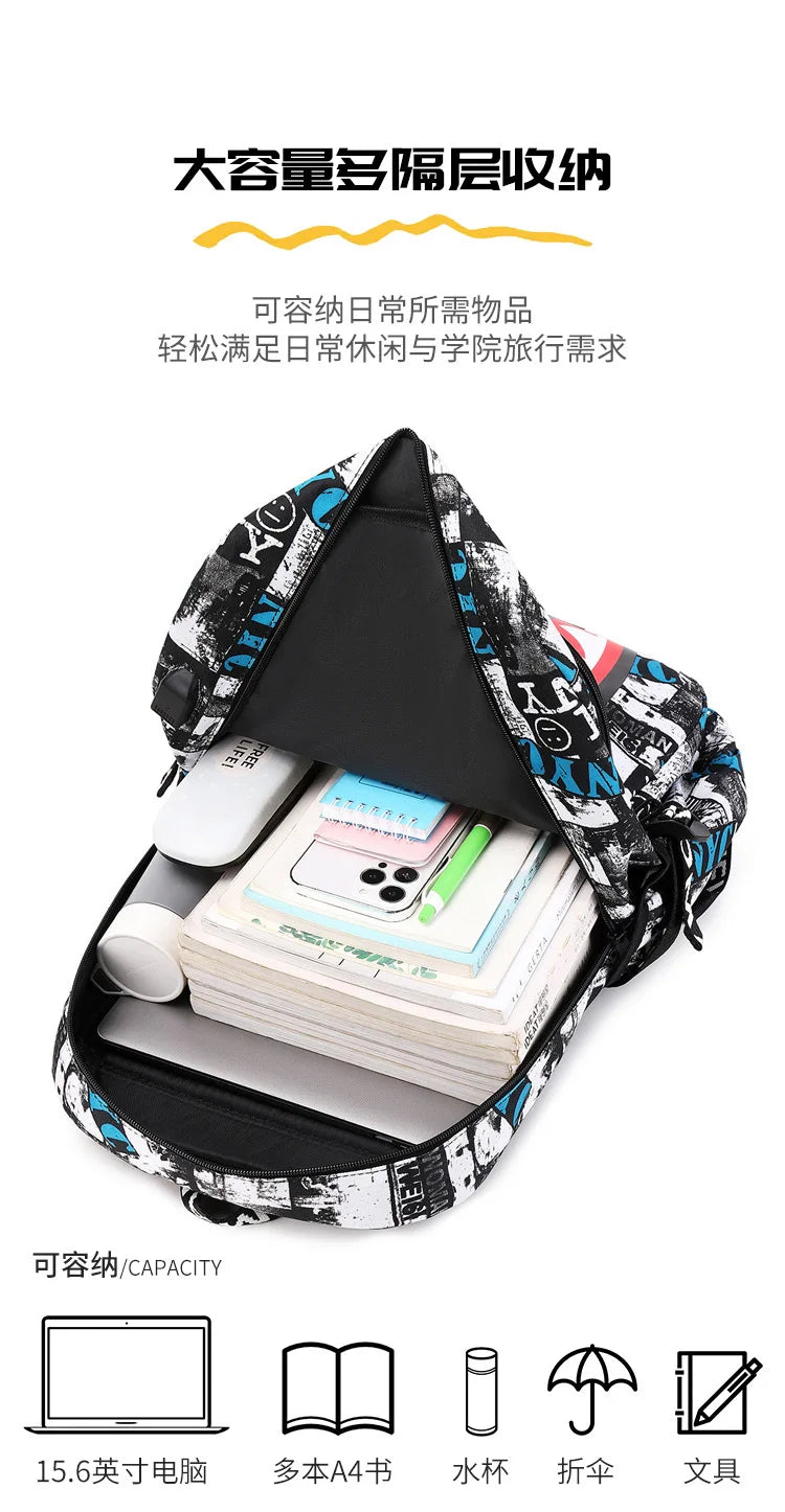Cartoon Shark Print Backpack | Perfect for Primary School Students
