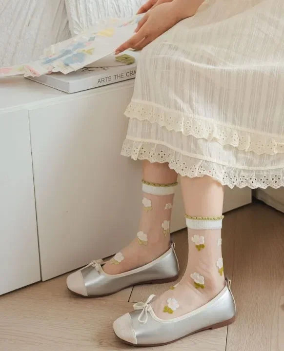 Women's Crystal Silk Socks | Ultra-Thin Breathable Lace Socks