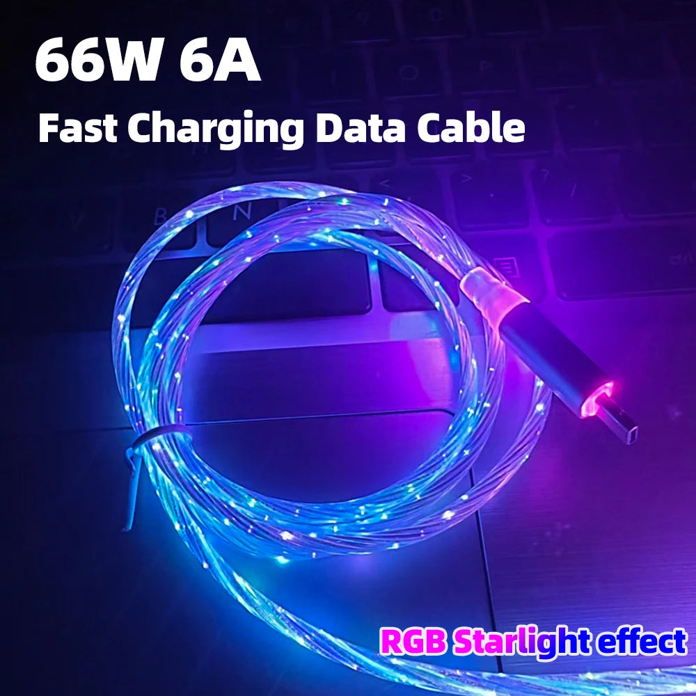 6A Fast Charging RGB Breathing Data Cable | Type-C Charger