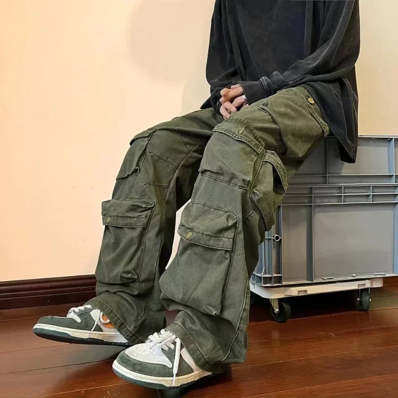 Men's Vintage Loose Wide Leg Cargo Pants | Stylish Streetwear