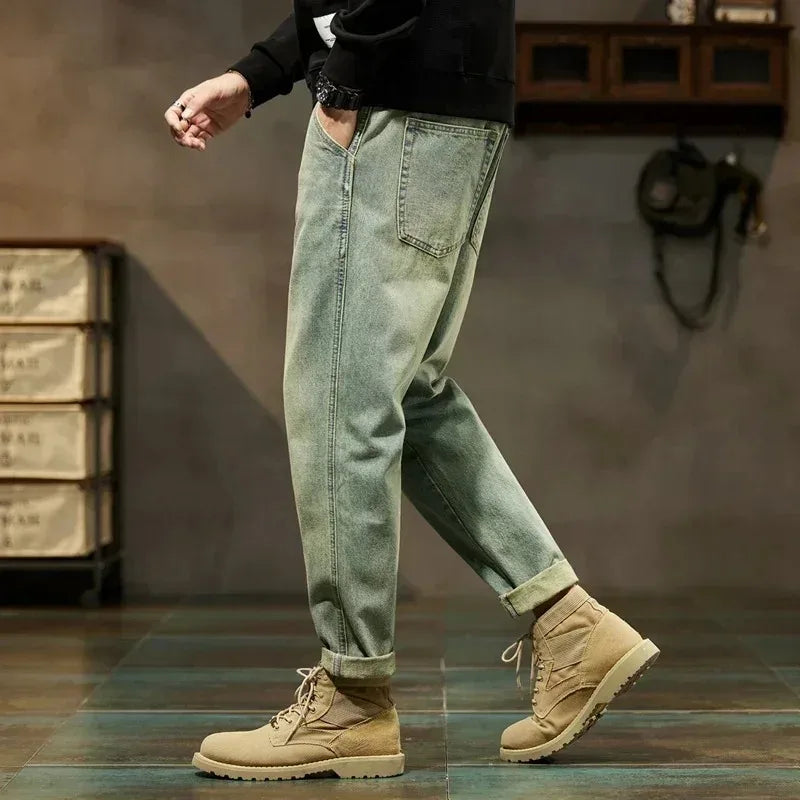Men's Retro Loose Harem Denim Pants | Stylish Versatile Cargo Trousers