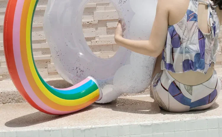 Rainbow Inflatable Swimming Ring | Fun Pool Float for All Ages