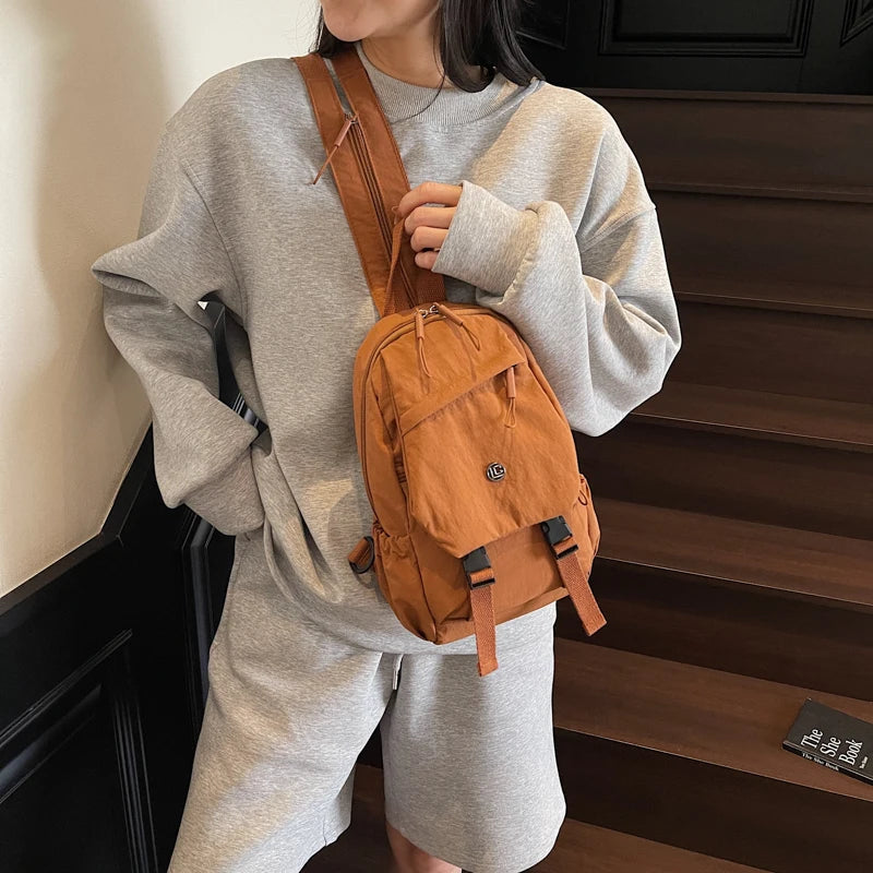 Versatile Solid Color Unisex Small Backpack | Large Capacity Design