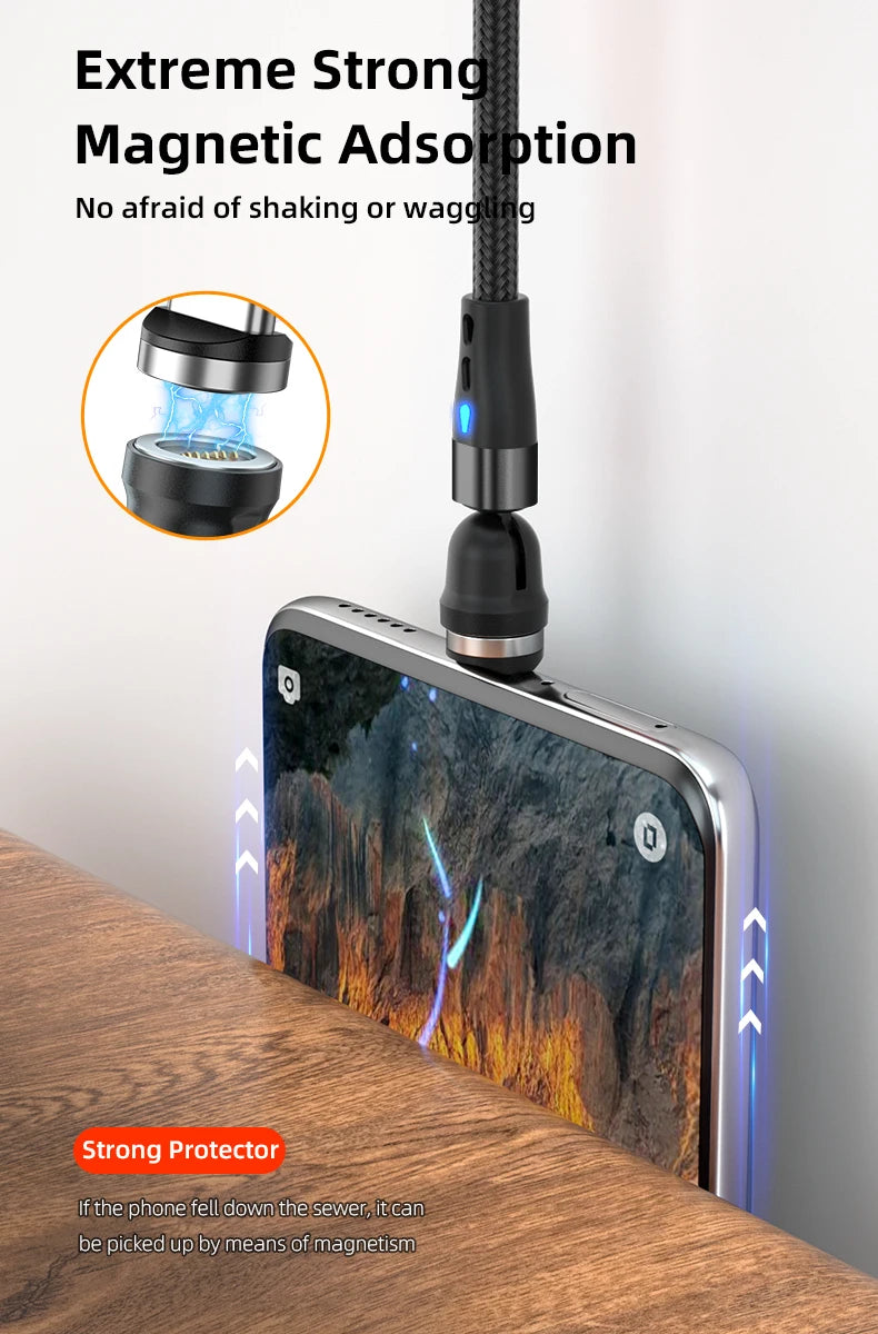 5A Magnetic Fast Charging Cable | 540° Rotating Design